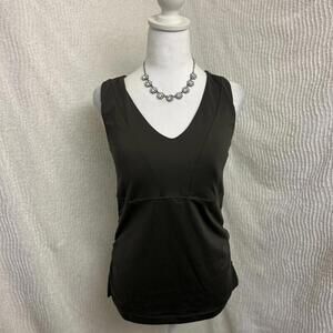 Athleta V Neck Tank Top 36D Built In Support Olive Green Athleisure